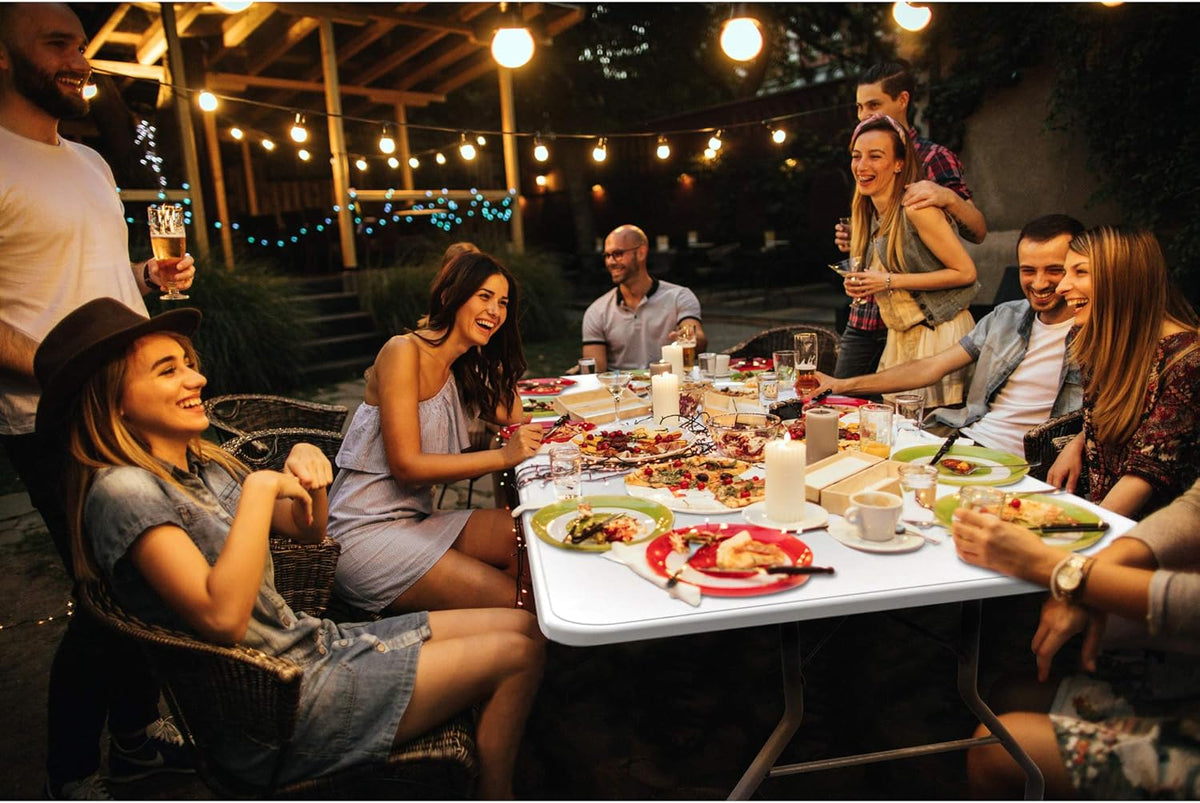6 Foot White Plastic Resin Folding Table X82119
