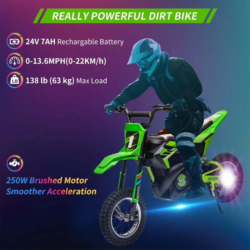 24V 250W Electric Off-Road Motorcycle Green O750395