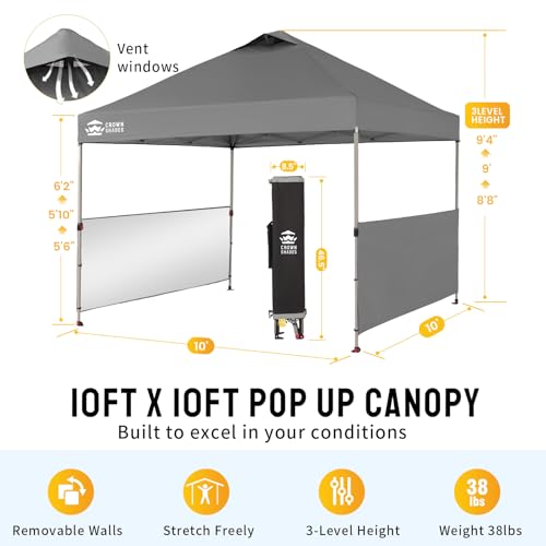 10x10 Pop up Canopy Tent with 2 Half Sidewalls and STO 'N Go Bag F226