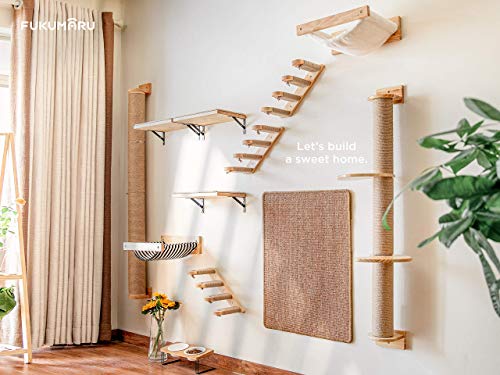 Black Stripe Wooden Cat Wall Shelf D365