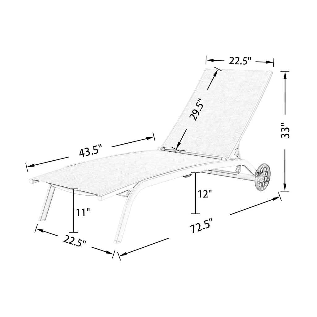 2-Pieces Aluminum Textilene Sling Chaise Lounge Chairs G809223