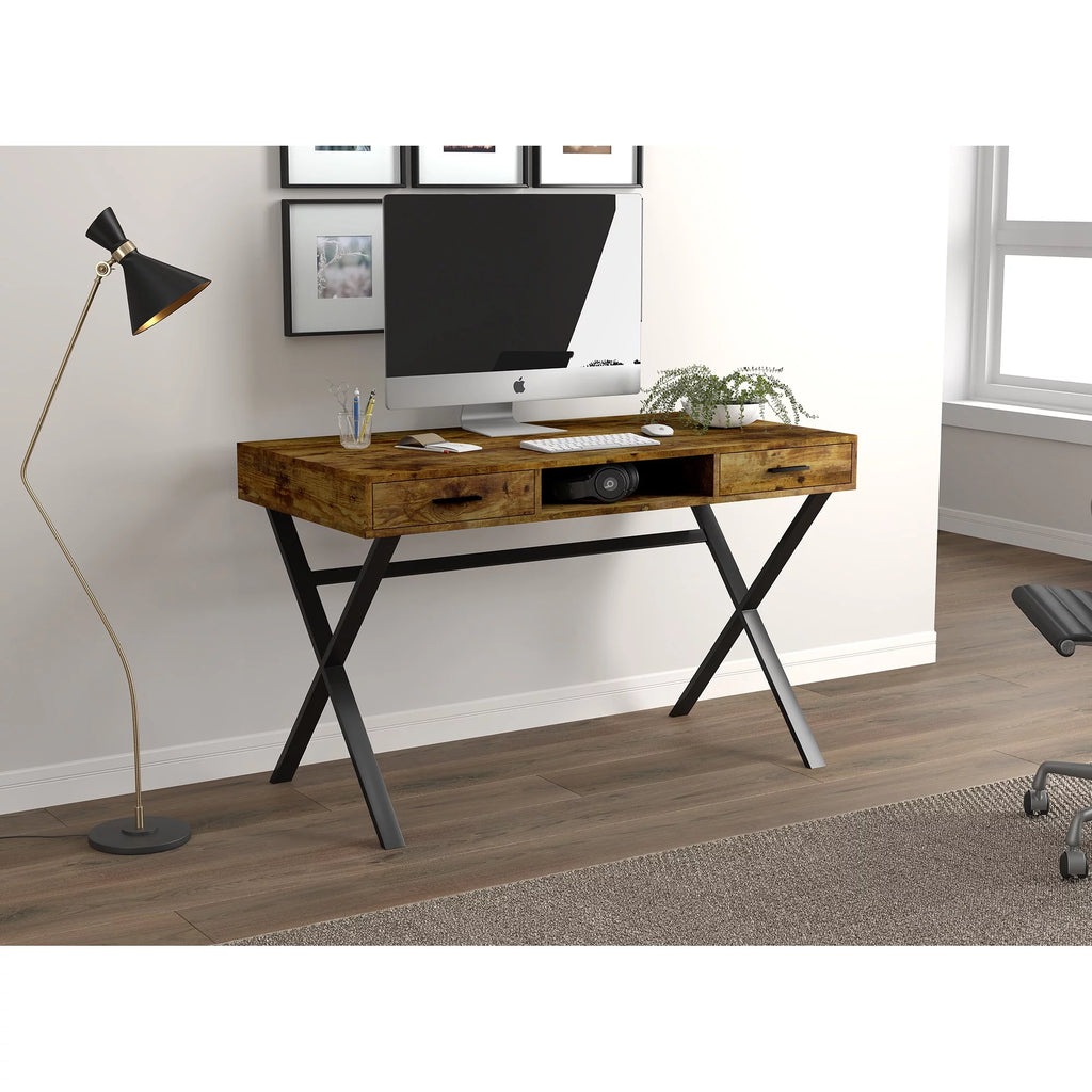 47"L 2-Drawers 1-Shelf Metal Computer Desk Q88021