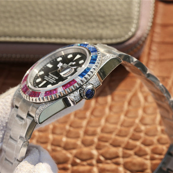 Silver Blue Red Diamond 40mm Q2118