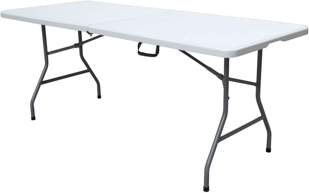 6 Foot White Plastic Resin Folding Table X82119