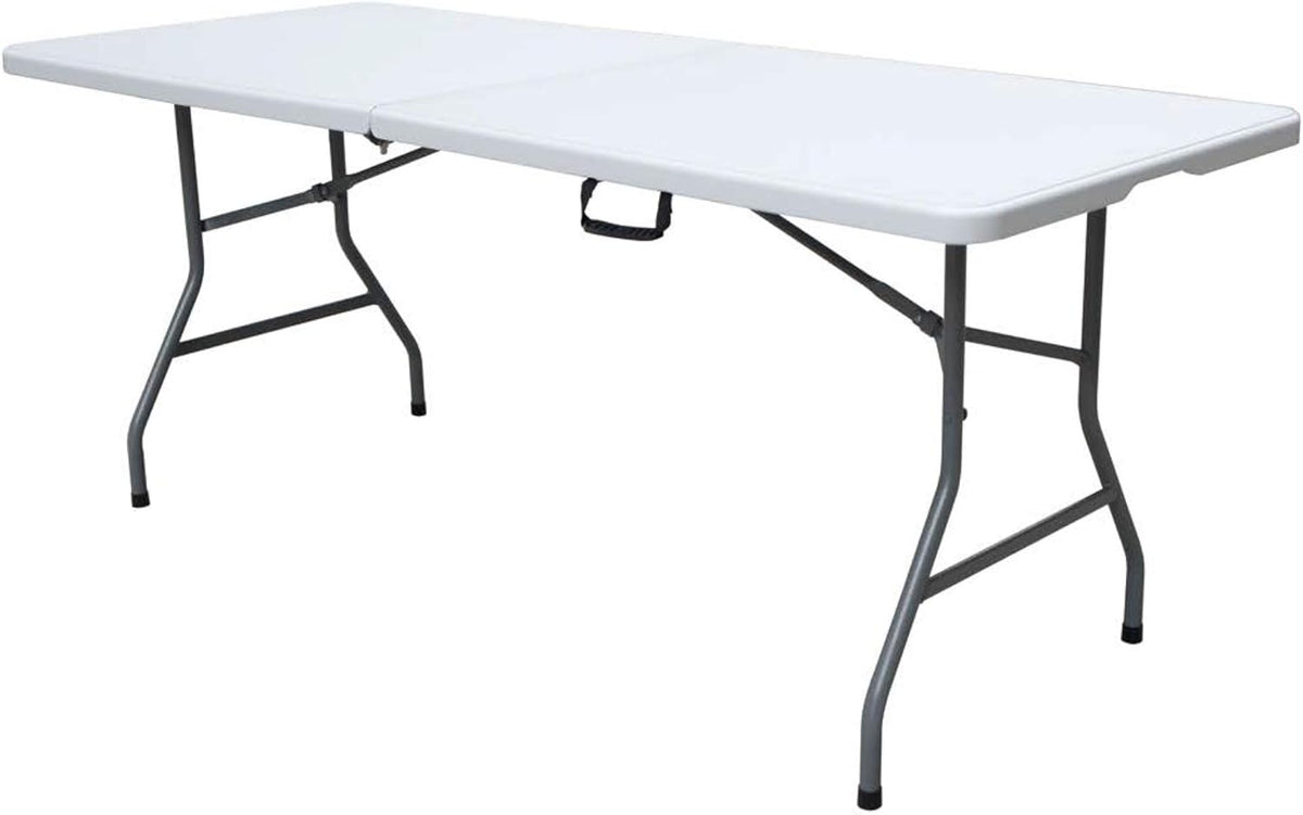 6 Foot White Plastic Resin Folding Table X82119