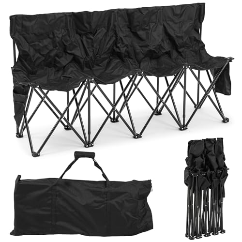 Portable 4 Seat Foldable Soccer Bench with Pockets and Carrying Bag G1037