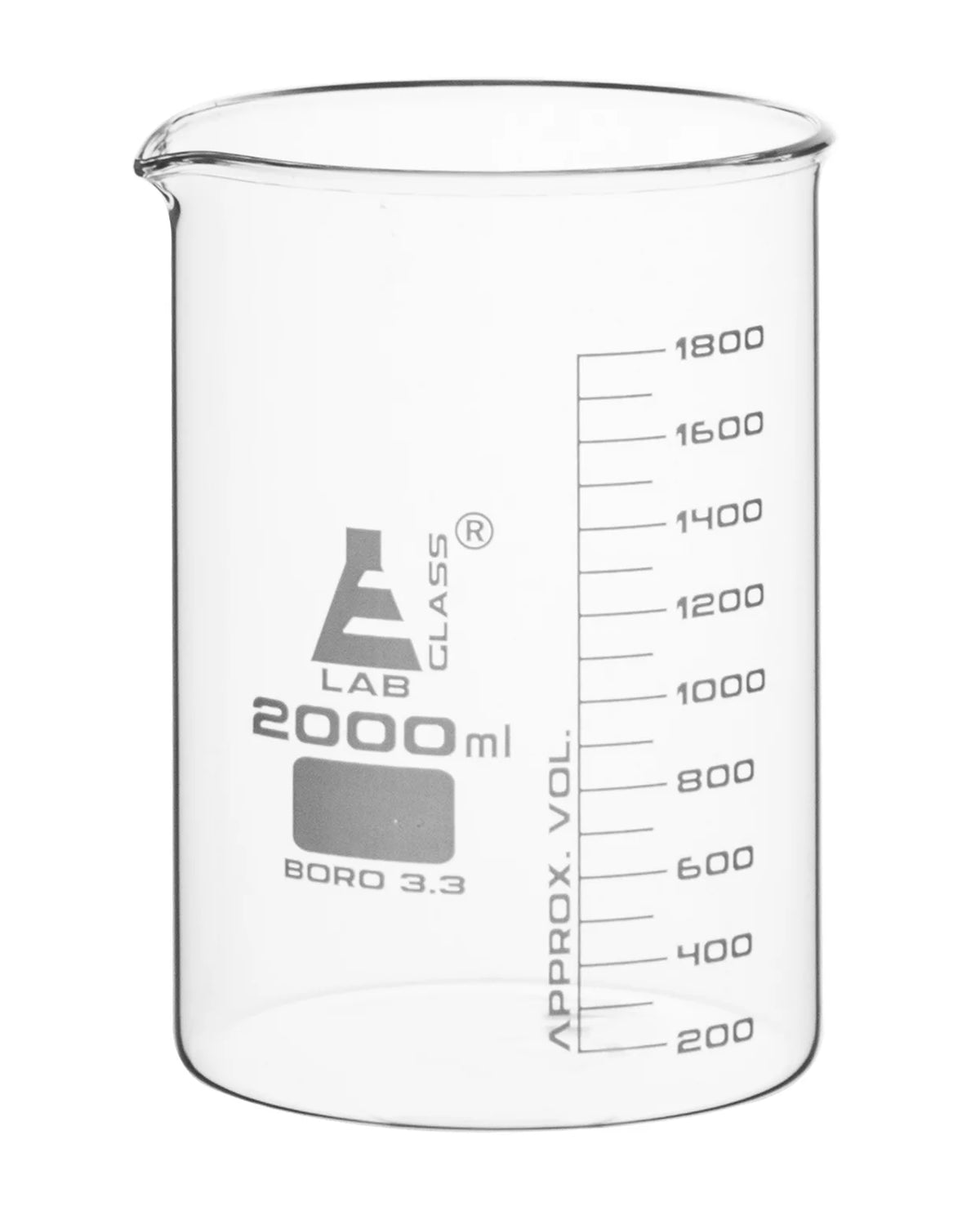 2000ml Borosilicate Glass Low Form Beaker with Spout R48781