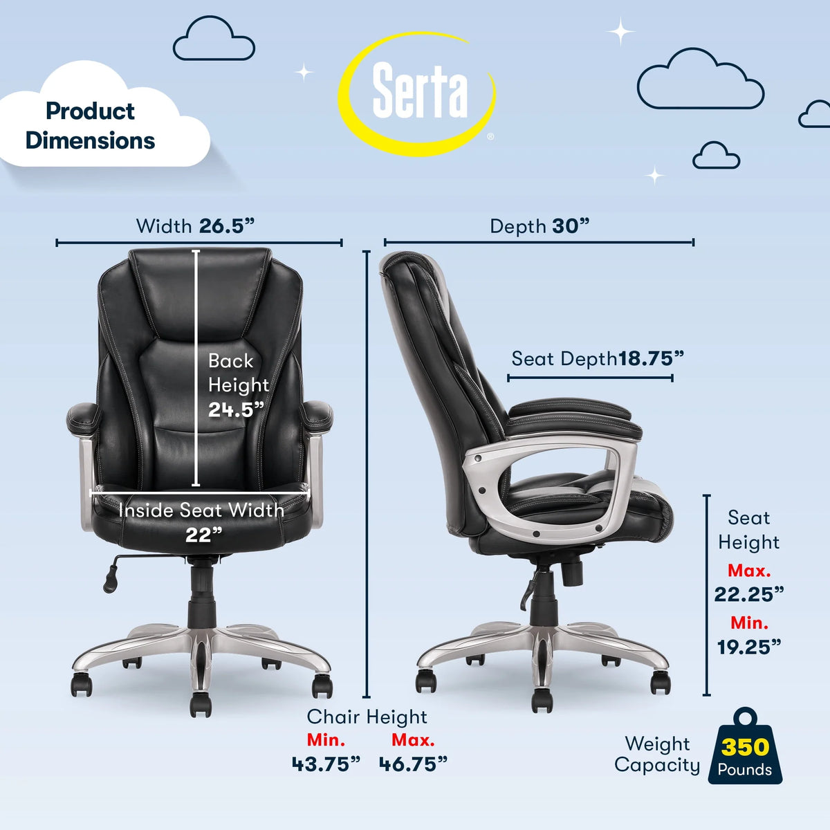 Black Bonded Leather Office Chair with Memory Foam F4481