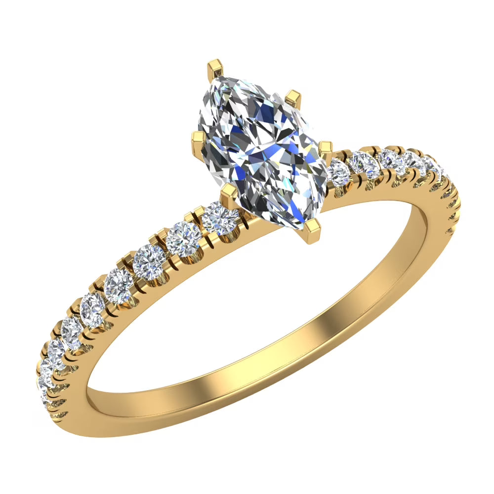 Marquise Solitaire Diamond Ring 18K Gold 0.65 CT TW K388396