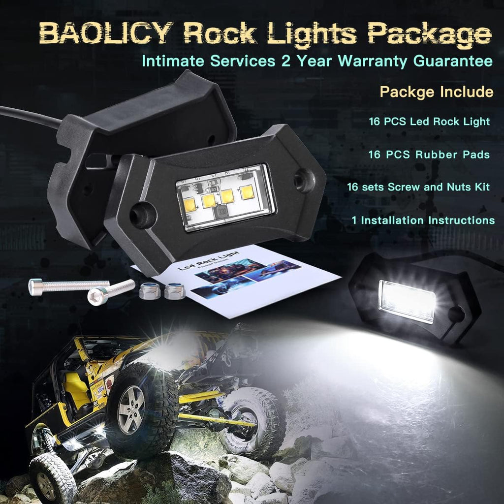 White 16Pods LED Rock Lights IP68 Waterproof D4223