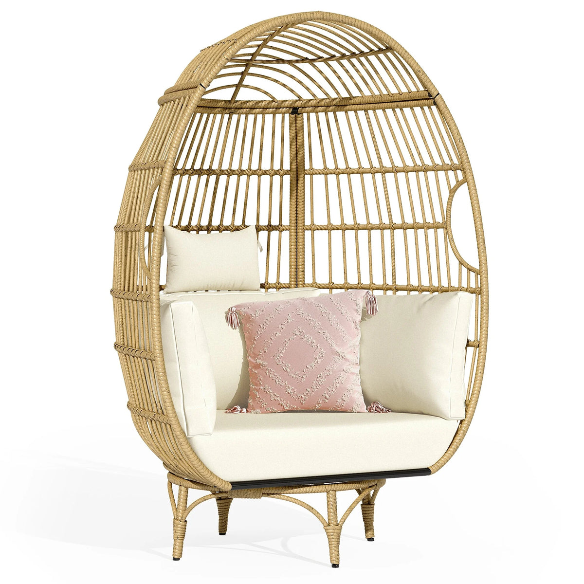 Patio Swivel Egg Chair with Cushions O748