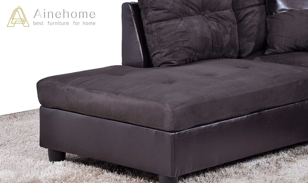 3 PCS L-Shaped Sectional Sofa Set with Storage Ottoman and Pillows Y67956