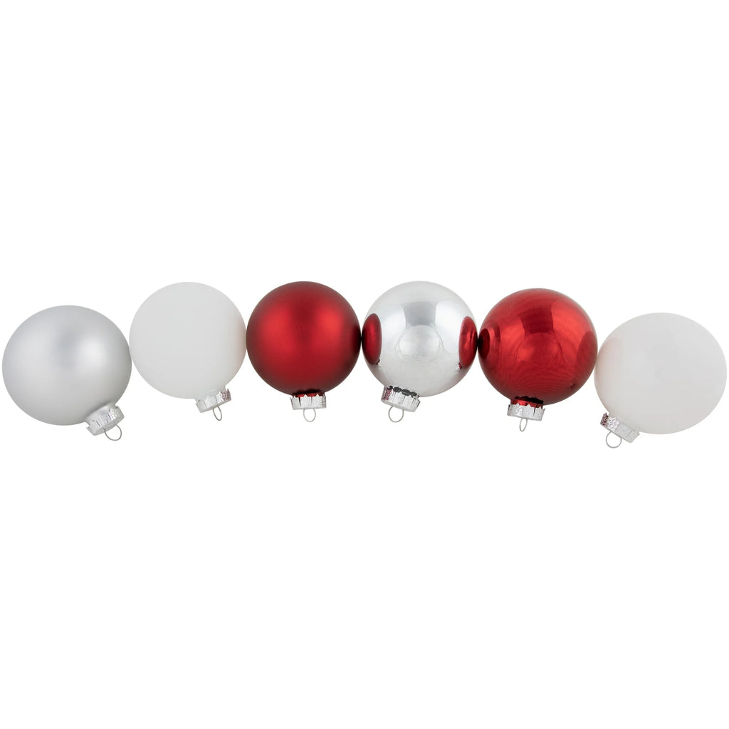 72ct Red Silver White Glass Ball Christmas Ornaments A5319