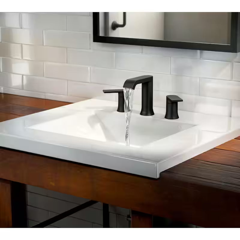 8 in. Widespread Double Handle Bathroom Faucet in Matte Black T8128