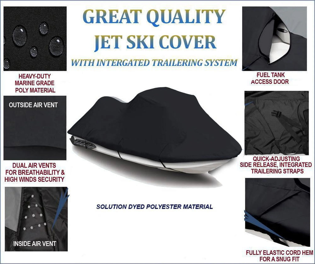 Black 600 Denier Jet Ski PWC Cover 2 Seater Q48756