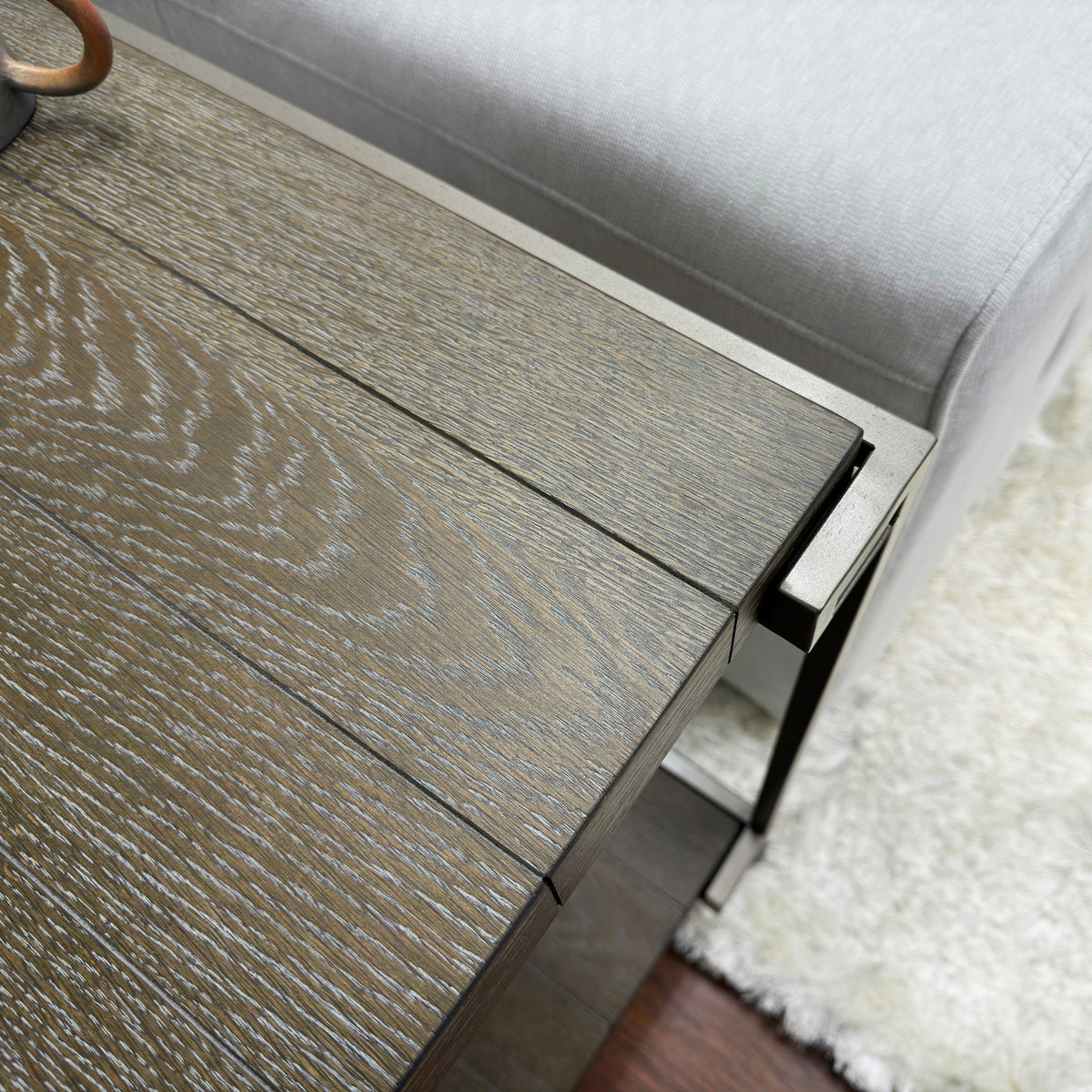 Graphite Gray Wood/Metal End Table with Shelf S648