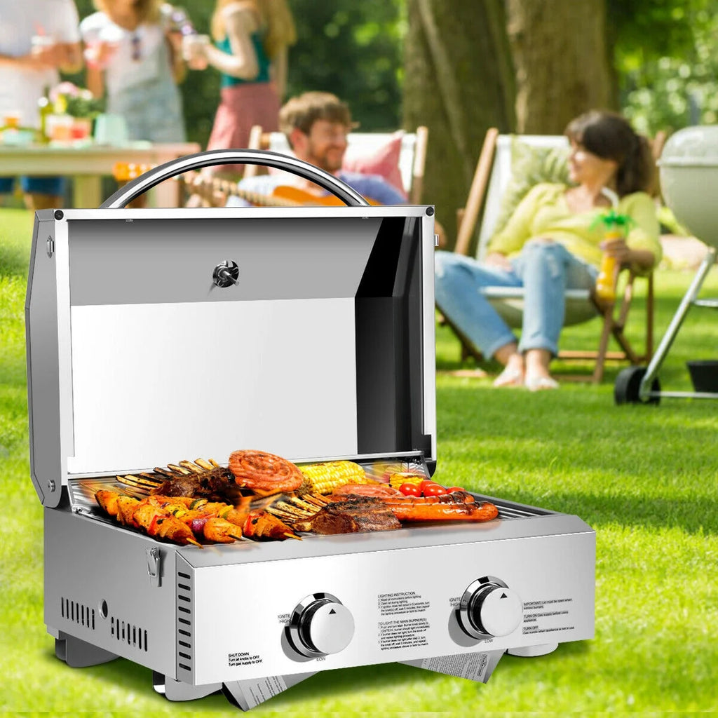 2 Burner Portable Propane Gas Grill Stainless Steel E6072