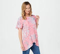 Salmon Printed Woven Crossover Hem Top Y9976