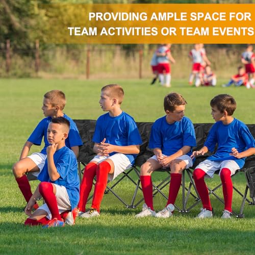 Portable 4 Seat Foldable Soccer Bench with Pockets and Carrying Bag G1037