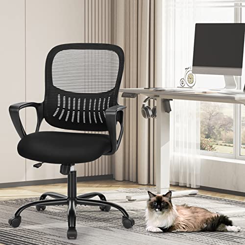 Black Ergonomic Mid-Back Mesh Swivel Office Chair L9874