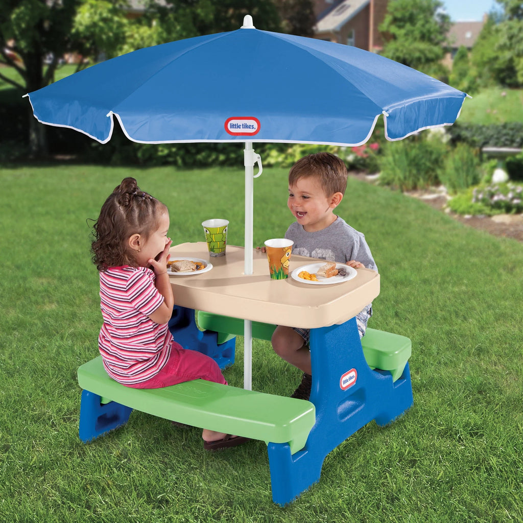 Blue Green Kids Picnic Table with Umbrella V9262