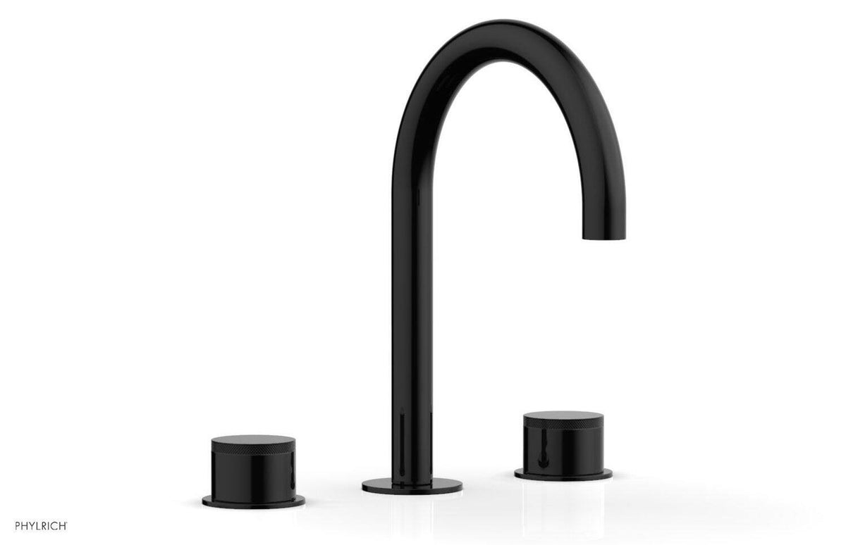 Gloss Black Widespread Faucet with Knurled Handle H9074