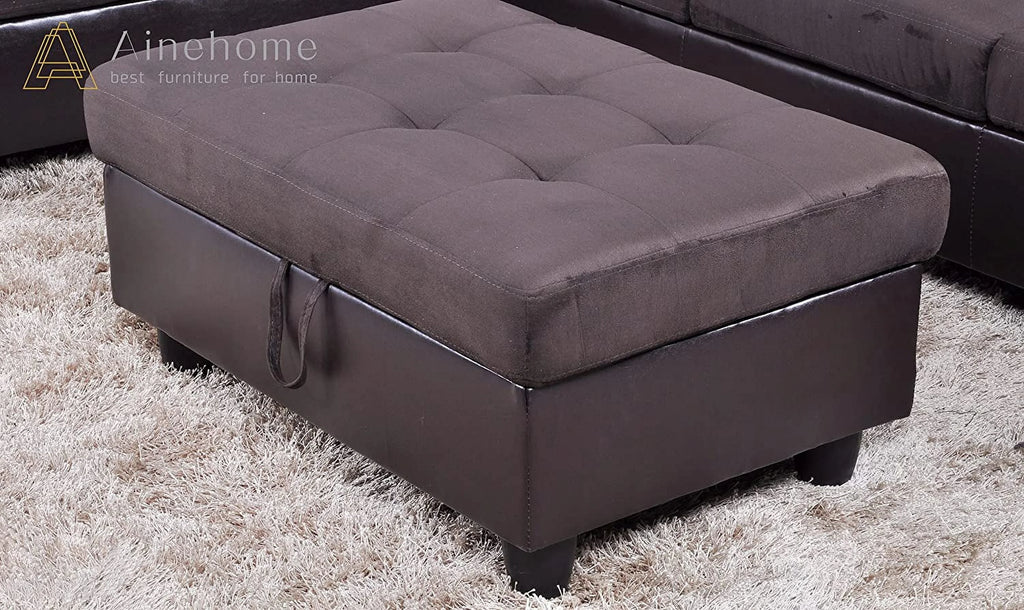 3 PCS L-Shaped Sectional Sofa Set with Storage Ottoman and Pillows Y67956