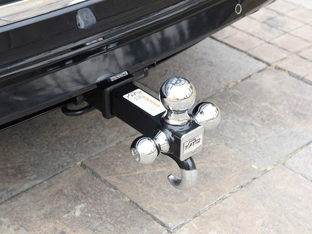 Trailer Tri Ball Hitch with Hook, 2 inch Receiver, Chrome, 5/8 inch Hitch Lock, Pack of 2 V880