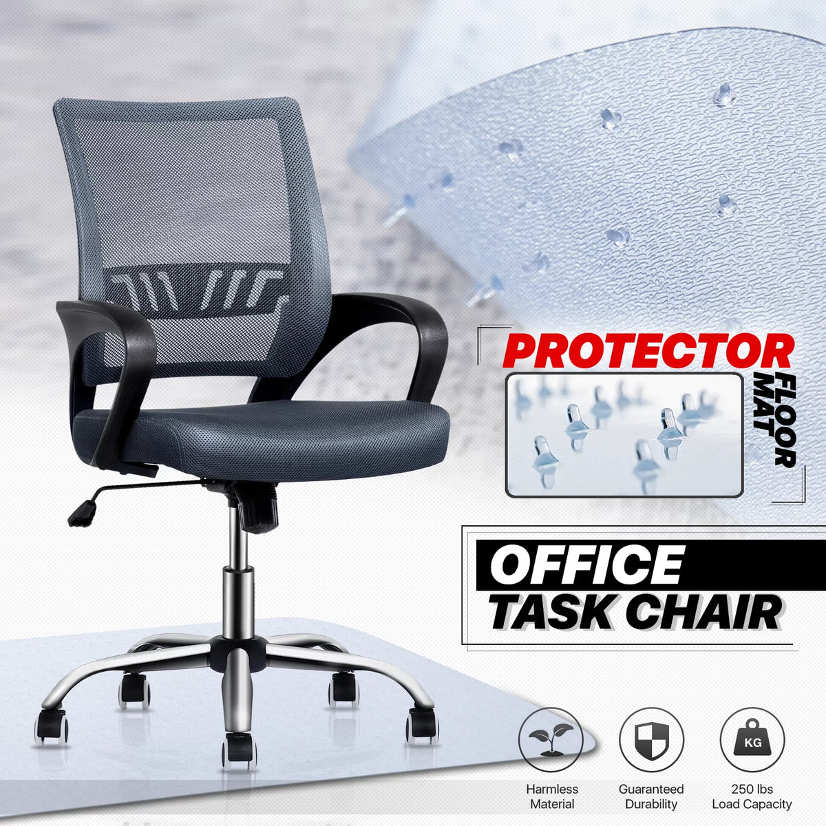 Grey Mesh Ergonomic Office Chair with Lumbar Support A699262