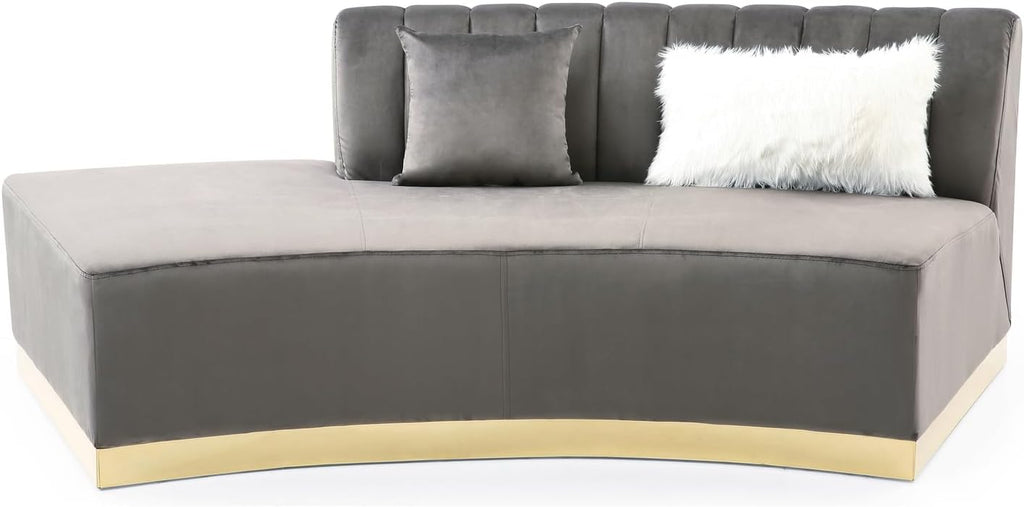 Dark Gray Armless Velvet Curved Sofa J33254