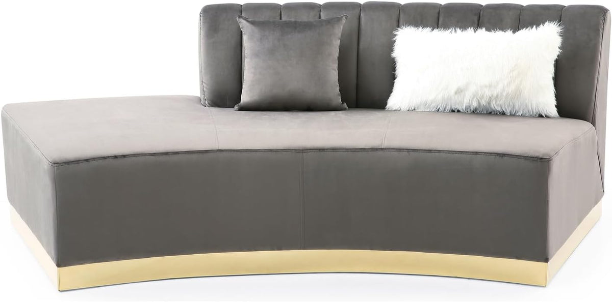 Dark Gray Armless Velvet Curved Sofa J33254