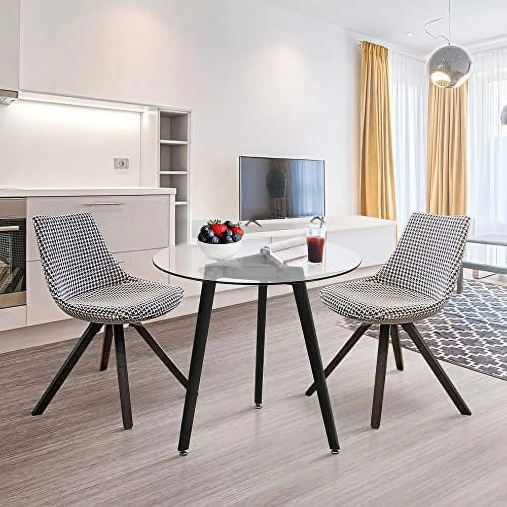 Round Glass Dining Table with Wood Legs 31.5 inch P270291