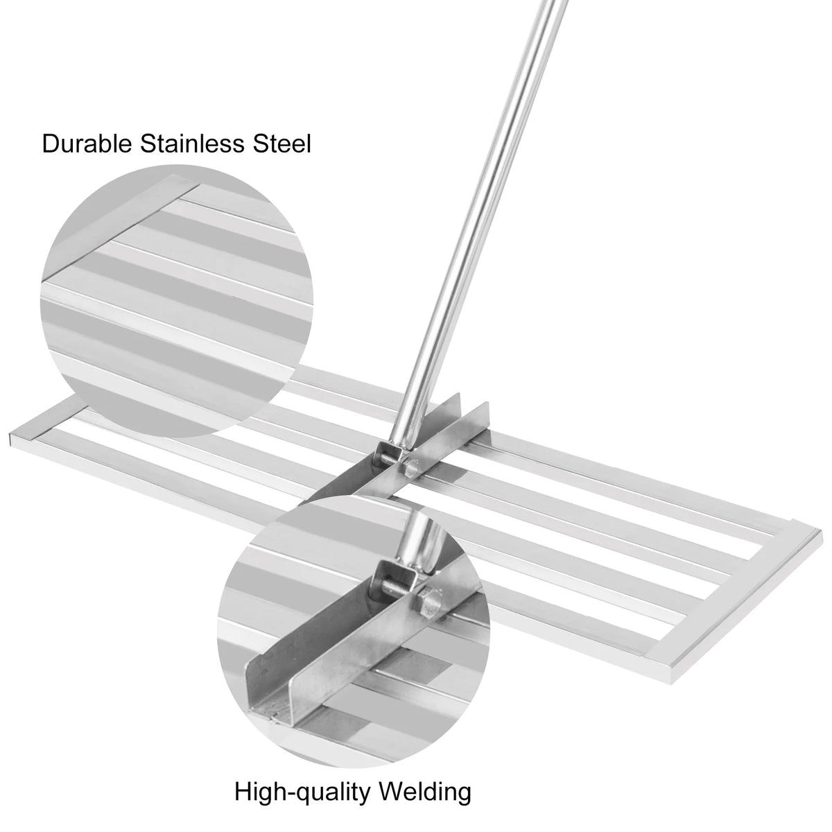 30 x 10in Stainless Steel Lawn Leveling Rake with 77 in Handle M77982