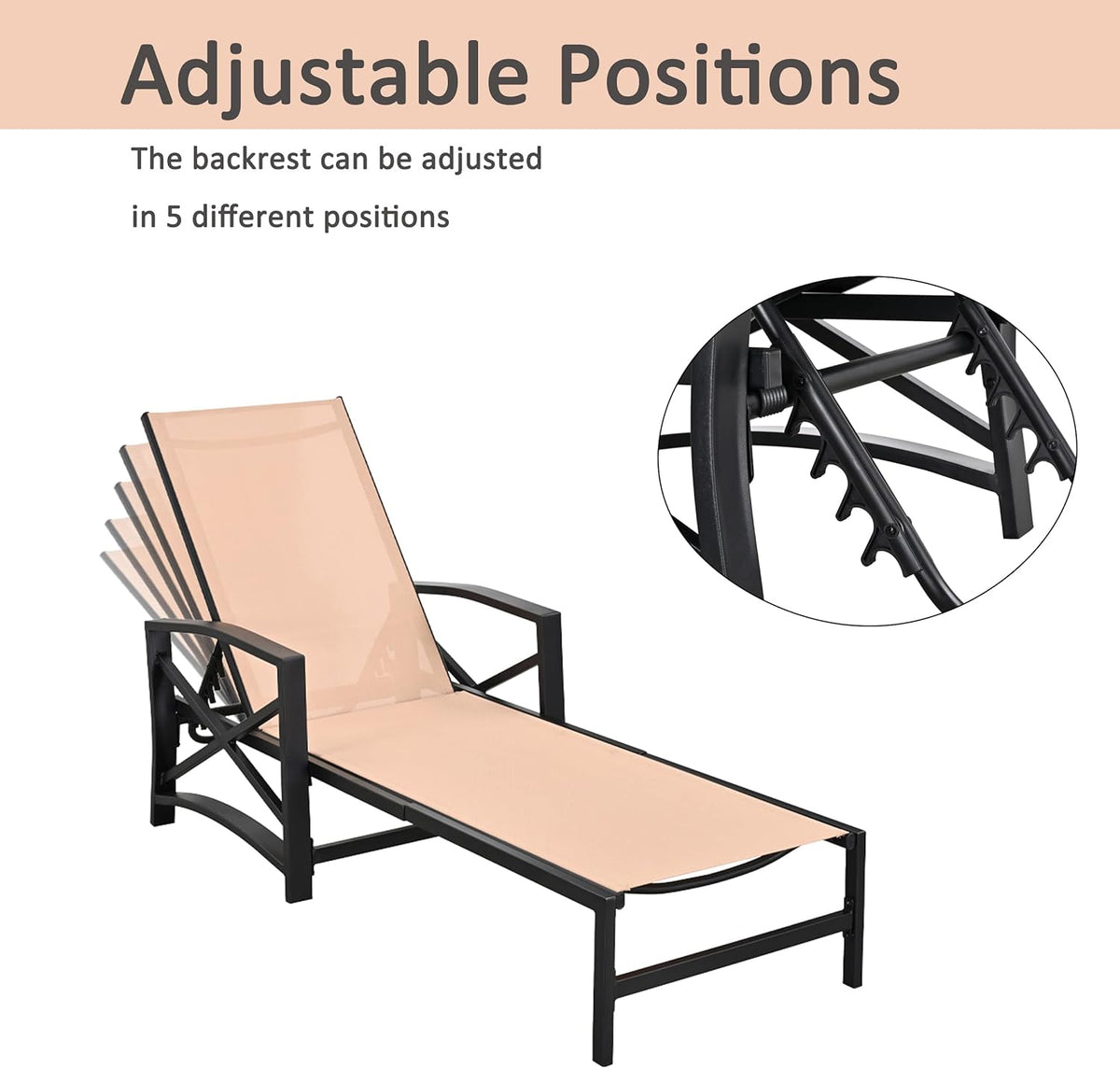 2 Piece Patio Chaise Lounge Chair Set with Cushions V568