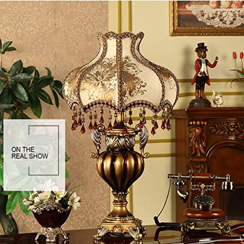 Gold Table Lamp Silk Fabric Resin Lamp Body H1858