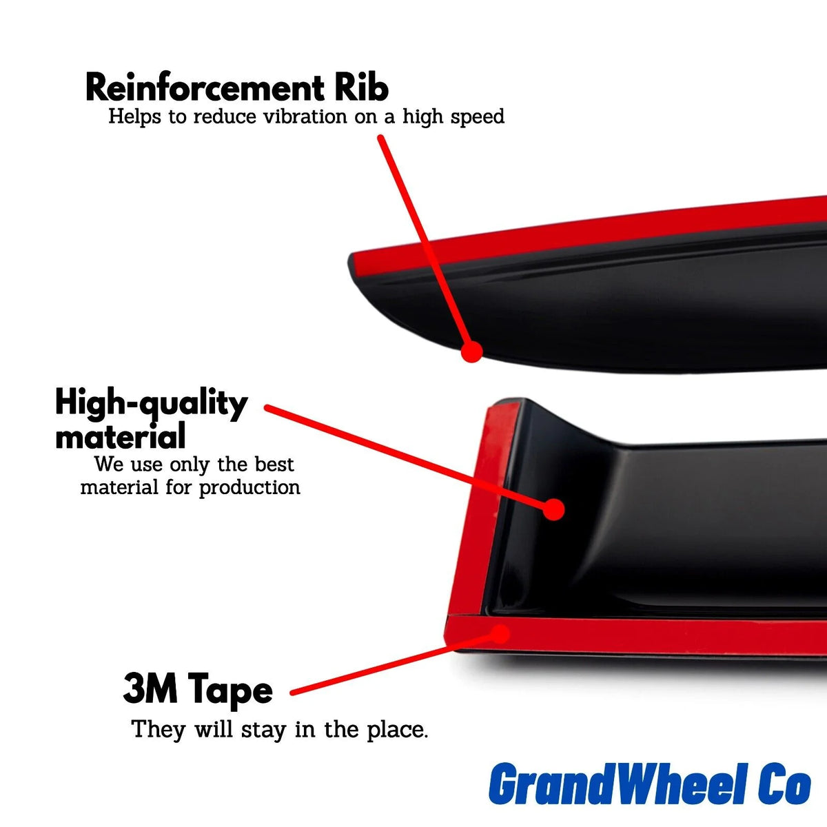 Smoke Tinted Tape-On Side Window Vent Visor Deflectors Rain Guards 4pcs B387074