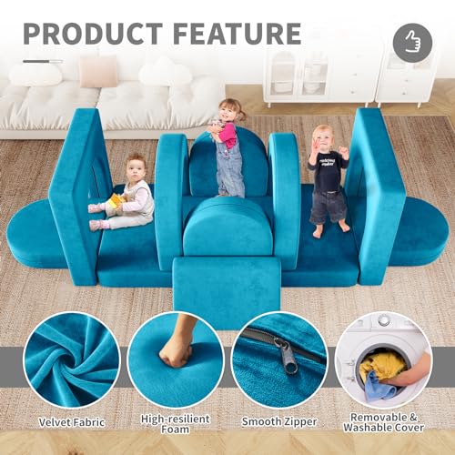 12PCS Modular Toddler Couch with Triangular Cushions and Arches (Gray) V4406