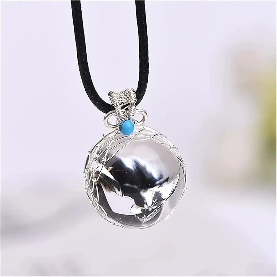 Natural Stone Crystal Pendant Ball Polishing Energy Bead Healing Stone Raw Quartz M902473