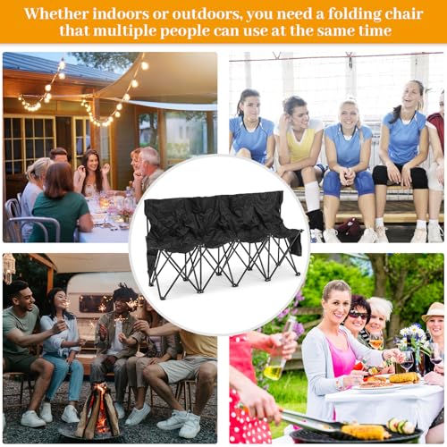 Portable 4 Seat Foldable Soccer Bench with Pockets and Carrying Bag G1037