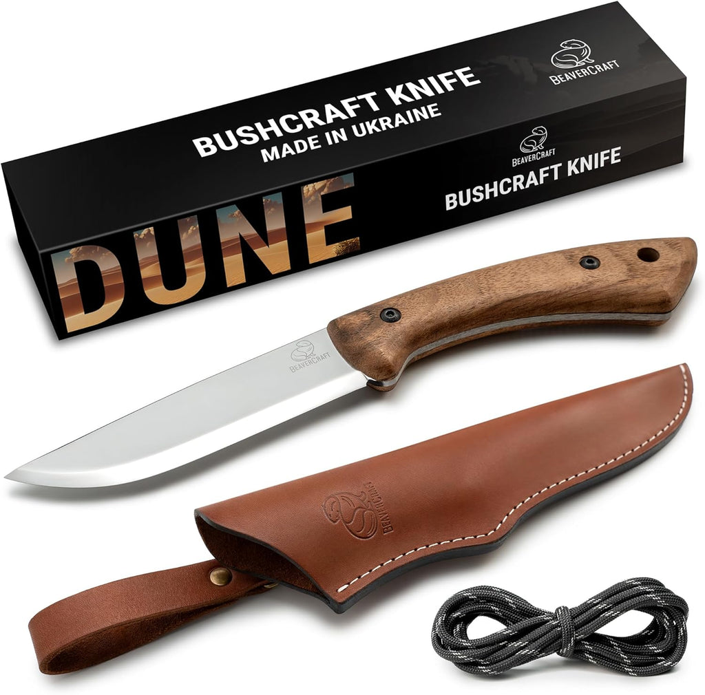 Bushcraft Knife Fixed Blade with Leather Sheath Full Tang Carbon Steel K7576