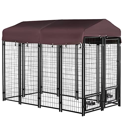 4.6' x 4.6' x 5' Black Welded Wire Outdoor Dog Kennel H359973