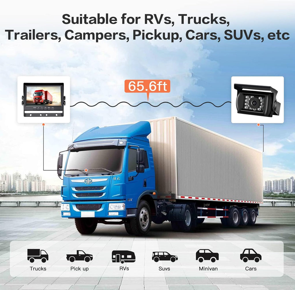 RV Backup Camera with 7 Inch Monitor Kit 18 IR LED Rear View Camera Q8195