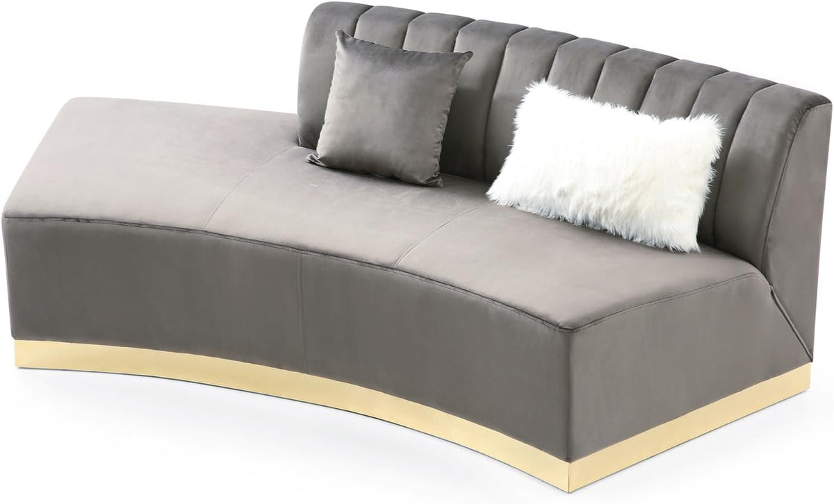 Dark Gray Armless Velvet Curved Sofa J33254