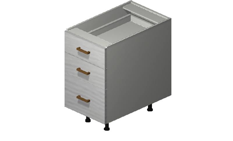 White Pine 3 Drawers Desk Base Cabinet Engineered Wood G469