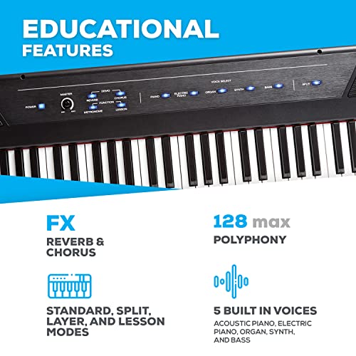 88 Key Digital Piano Keyboard with Semi Weighted Keys B827483
