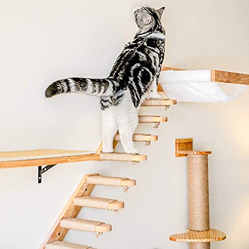 Black Stripe Wooden Cat Wall Shelf D365