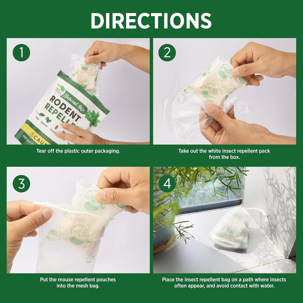 Natural Peppermint Oil Rodent Repellent Pouches, 10 Pouches O743