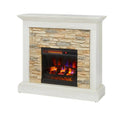 Tan Freestanding Electric Fireplace with Faux Stone I586259