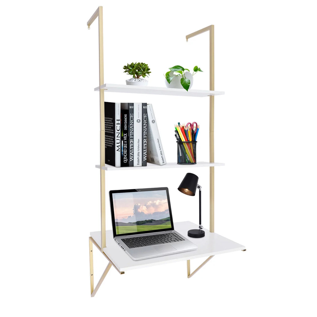 Wall-mounted 3 Tier White Ladder Desk V136