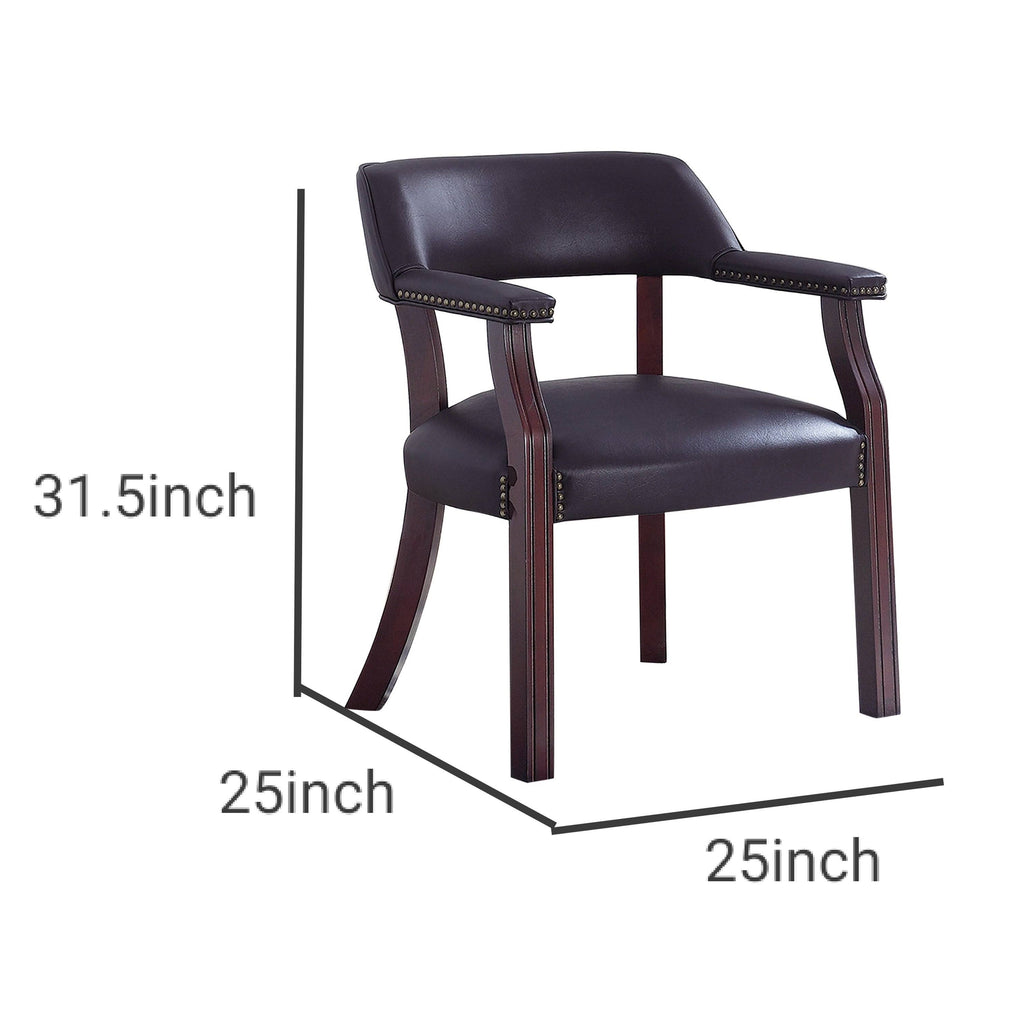 Brown Leatherette Accent Chair with Cut Out Back P3659